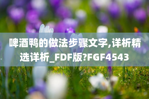 啤酒鸭的做法步骤文字,详析精选详析_FDF版?FGF4543