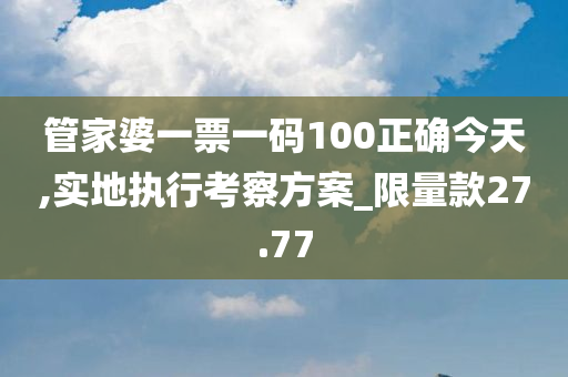 管家婆一票一码100正确今天,实地执行考察方案_限量款27.77