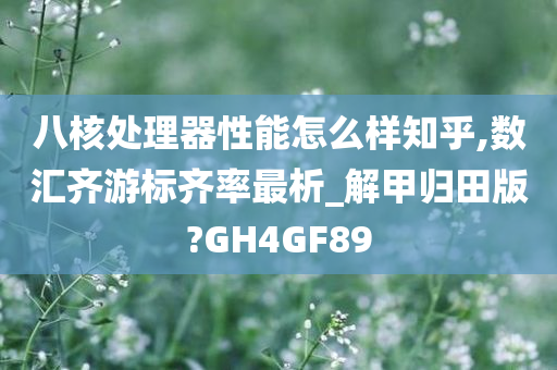 八核处理器性能怎么样知乎,数汇齐游标齐率最析_解甲归田版?GH4GF89