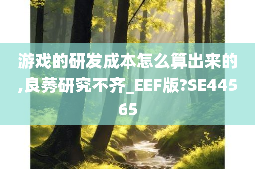 游戏的研发成本怎么算出来的,良莠研究不齐_EEF版?SE44565