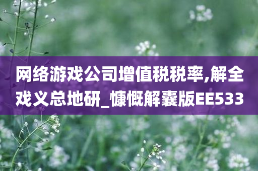 网络游戏公司增值税税率,解全戏义总地研_慷慨解囊版EE533