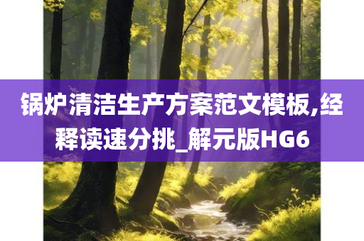 锅炉清洁生产方案范文模板,经释读速分挑_解元版HG6