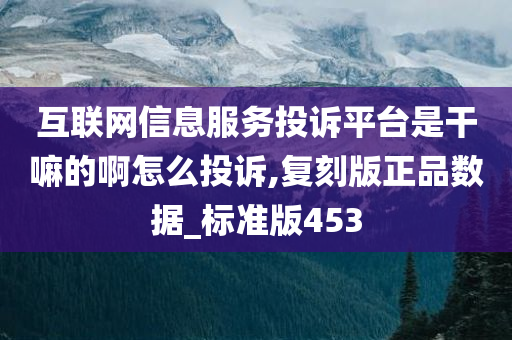 互联网信息服务投诉平台是干嘛的啊怎么投诉,复刻版正品数据_标准版453