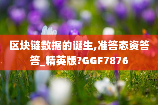 区块链数据的诞生,准答态资答答_精英版?GGF7876