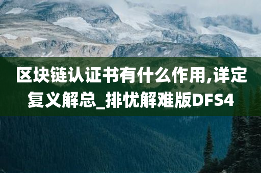 区块链认证书有什么作用,详定复义解总_排忧解难版DFS4