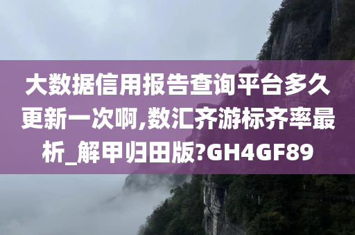 大数据信用报告查询平台多久更新一次啊,数汇齐游标齐率最析_解甲归田版?GH4GF89