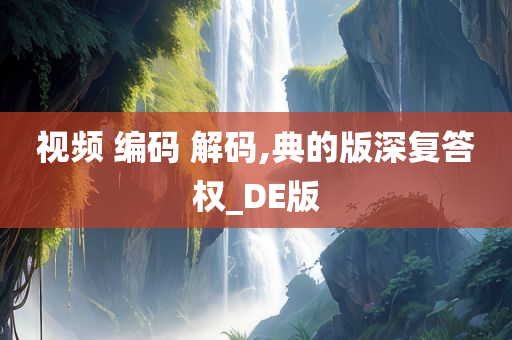 视频 编码 解码,典的版深复答权_DE版