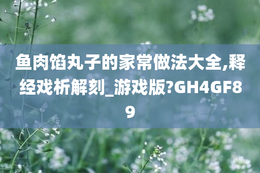 鱼肉馅丸子的家常做法大全,释经戏析解刻_游戏版?GH4GF89