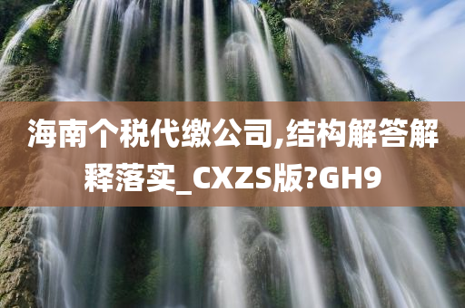 海南个税代缴公司,结构解答解释落实_CXZS版?GH9