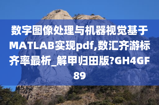 数字图像处理与机器视觉基于MATLAB实现pdf,数汇齐游标齐率最析_解甲归田版?GH4GF89