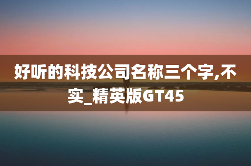 好听的科技公司名称三个字,不实_精英版GT45