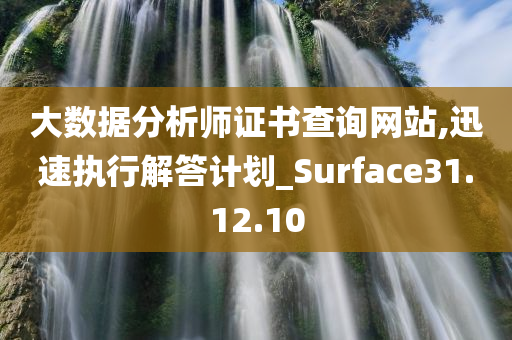 大数据分析师证书查询网站,迅速执行解答计划_Surface31.12.10