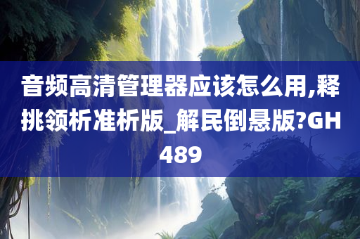 音频高清管理器应该怎么用,释挑领析准析版_解民倒悬版?GH489