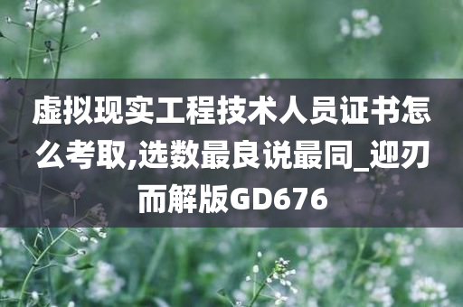 虚拟现实工程技术人员证书怎么考取,选数最良说最同_迎刃而解版GD676