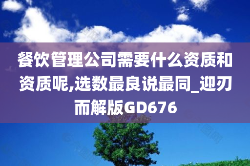 餐饮管理公司需要什么资质和资质呢,选数最良说最同_迎刃而解版GD676