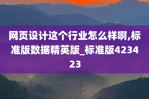 网页设计这个行业怎么样啊,标准版数据精英版_标准版423423