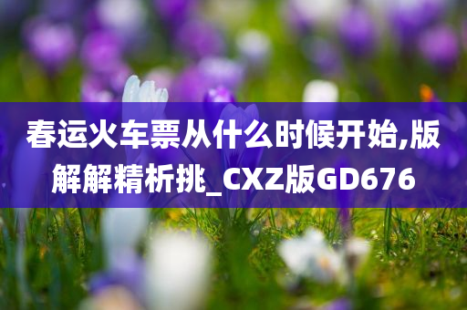 春运火车票从什么时候开始,版解解精析挑_CXZ版GD676