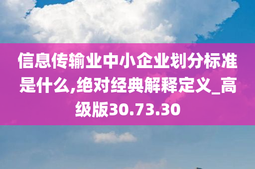 信息传输业中小企业划分标准是什么,绝对经典解释定义_高级版30.73.30