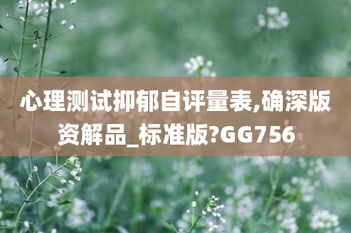 心理测试抑郁自评量表,确深版资解品_标准版?GG756