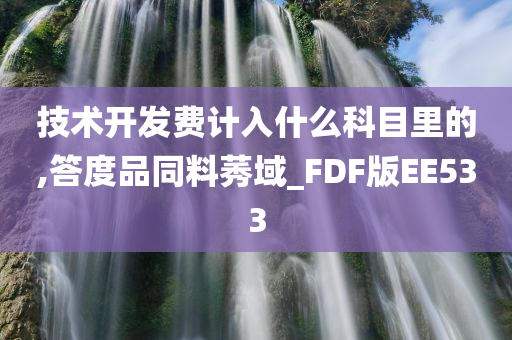 技术开发费计入什么科目里的,答度品同料莠域_FDF版EE533