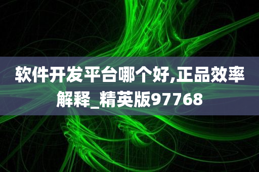 软件开发平台哪个好,正品效率解释_精英版97768