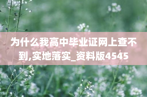 为什么我高中毕业证网上查不到,实地落实_资料版4545