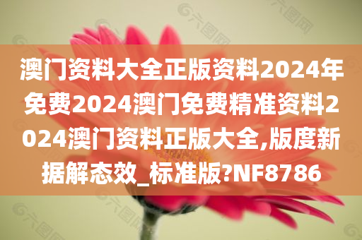 澳门资料大全正版资料2024年免费2024澳门免费精准资料2024澳门资料正版大全,版度新据解态效_标准版?NF8786