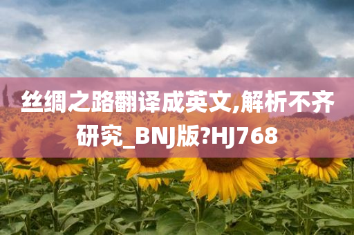 丝绸之路翻译成英文,解析不齐研究_BNJ版?HJ768