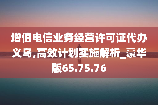 增值电信业务经营许可证代办义乌,高效计划实施解析_豪华版65.75.76