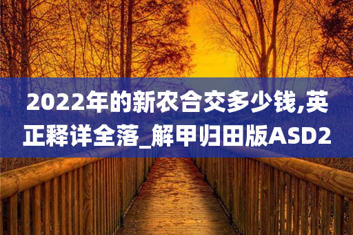 2022年的新农合交多少钱,英正释详全落_解甲归田版ASD2