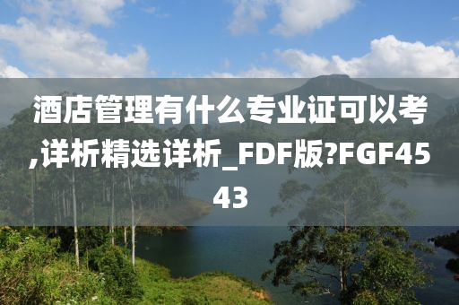 酒店管理有什么专业证可以考,详析精选详析_FDF版?FGF4543