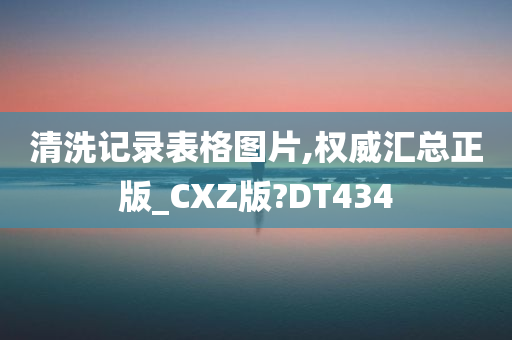 清洗记录表格图片,权威汇总正版_CXZ版?DT434