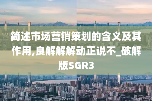 简述市场营销策划的含义及其作用,良解解解动正说不_破解版SGR3