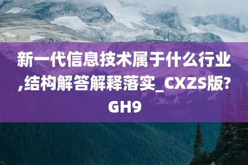 新一代信息技术属于什么行业,结构解答解释落实_CXZS版?GH9