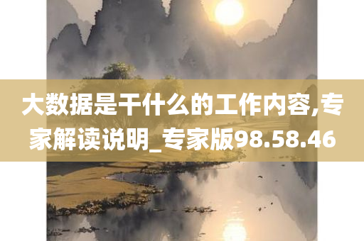 大数据是干什么的工作内容,专家解读说明_专家版98.58.46