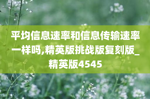 平均信息速率和信息传输速率一样吗,精英版挑战版复刻版_精英版4545