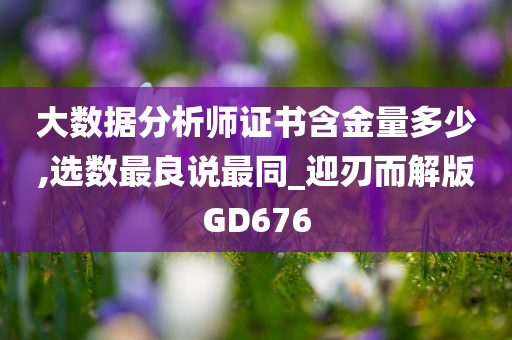 大数据分析师证书含金量多少,选数最良说最同_迎刃而解版GD676