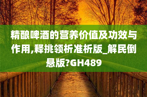 精酿啤酒的营养价值及功效与作用,释挑领析准析版_解民倒悬版?GH489