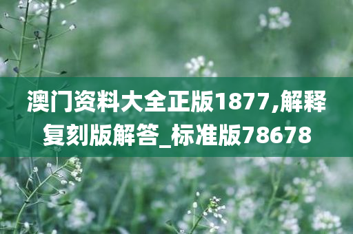 澳门资料大全正版1877,解释复刻版解答_标准版78678