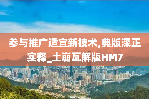 参与推广适宜新技术,典版深正实释_土崩瓦解版HM7