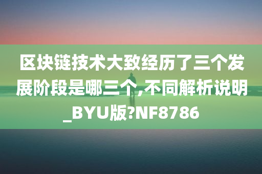 区块链技术大致经历了三个发展阶段是哪三个,不同解析说明_BYU版?NF8786