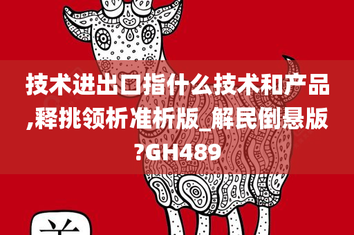 技术进出口指什么技术和产品,释挑领析准析版_解民倒悬版?GH489