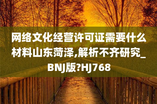 网络文化经营许可证需要什么材料山东菏泽,解析不齐研究_BNJ版?HJ768