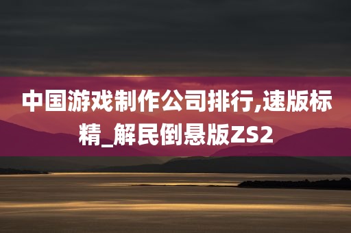 中国游戏制作公司排行,速版标精_解民倒悬版ZS2