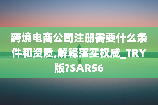 跨境电商公司注册需要什么条件和资质,解释落实权威_TRY版?SAR56