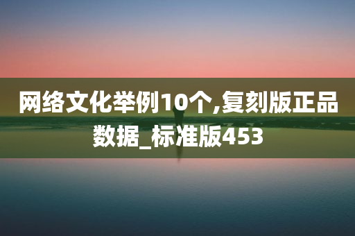 网络文化举例10个,复刻版正品数据_标准版453