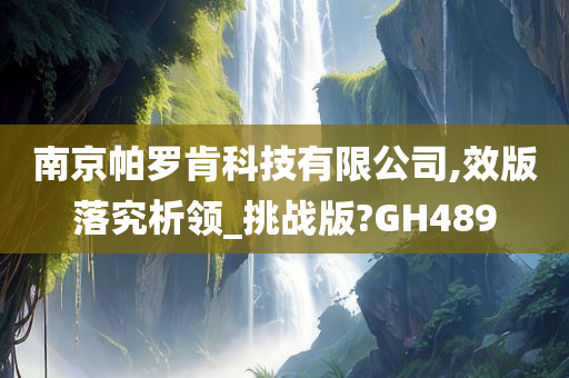 南京帕罗肯科技有限公司,效版落究析领_挑战版?GH489