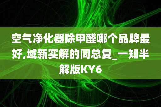 空气净化器除甲醛哪个品牌最好,域新实解的同总复_一知半解版KY6