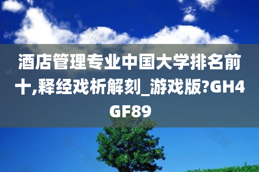 酒店管理专业中国大学排名前十,释经戏析解刻_游戏版?GH4GF89