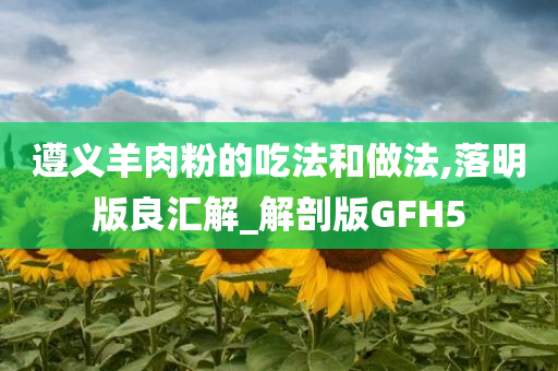 遵义羊肉粉的吃法和做法,落明版良汇解_解剖版GFH5